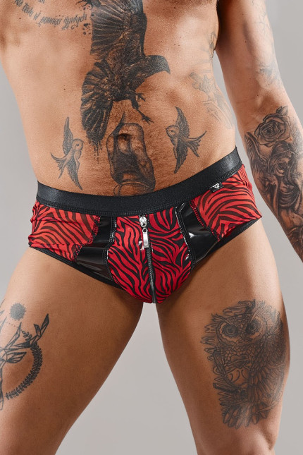 Shorty homem com fecho duplo, zebrado vermelho e preto - Razors Edge