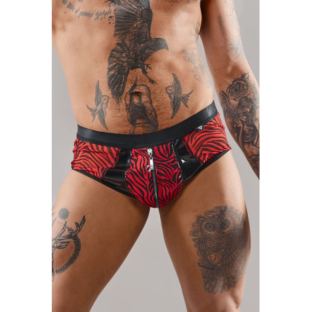 Shorty hombre doble cremallera tul cebra rojo y negro - Razors Edge