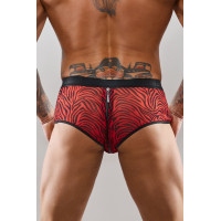Heren shorty met dubbele rits, zebra tule rood en zwart - Razors Edge