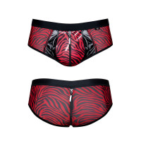 Heren shorty met dubbele rits, zebra tule rood en zwart - Razors Edge