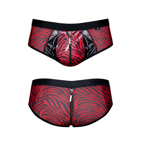 Shorty uomo doppia zip in tulle zebrato rosso e nero - Razors Edge