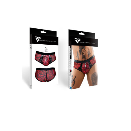 Shorty hombre doble cremallera tul cebra rojo y negro - Razors Edge