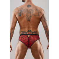 Men's Red and Black Zebra Open-Front Brazilian Brief - Razors Edge
