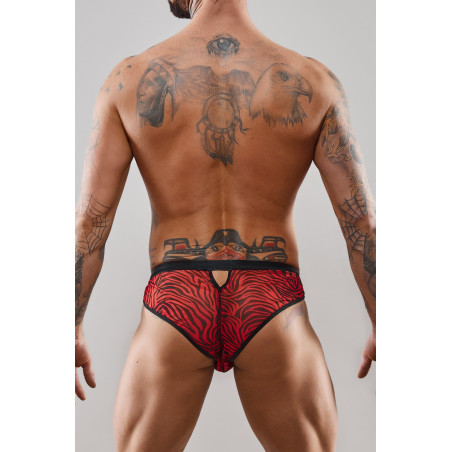 Offener Brasil-Slip Zebra rot und schwarz - Razors Edge