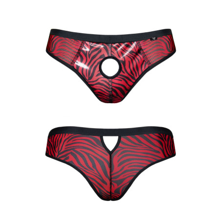 Slip brasiliano aperto zebrato rosso e nero - Razors Edge