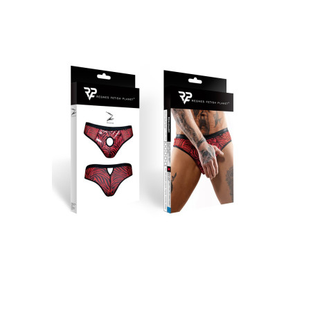 Slip brésilien ouvert zébré rouge et noir - Razors Edge