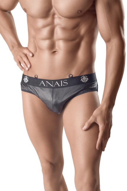 Slip wetlook en rug van net zwart met ringen heren - Ares