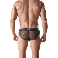 Slip Wetlook und Netzrücken schwarz mit Ringen Herren - Ares