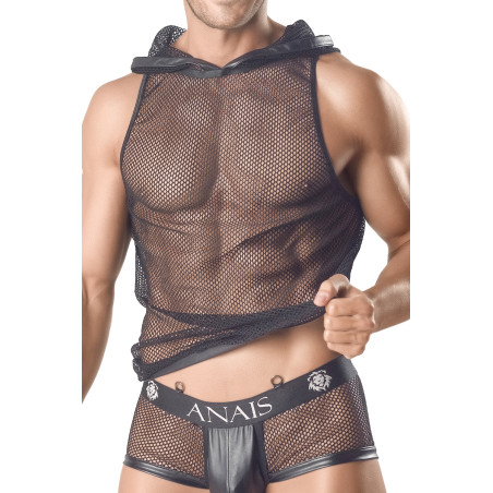 Canotta con cappuccio in rete nera uomo - Hoodie Ares