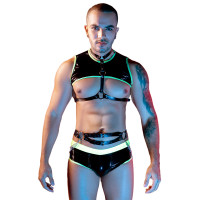 Herren-Set Wetlook schwarz und Neon, 4-teilig mit Harness