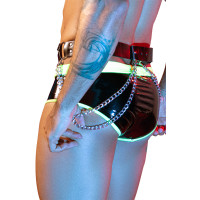 Men's Black Wetlook Shorty with Neon Bands, One Size