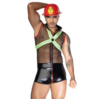 Sexy Feuerwehr-Kostüm für Herren, 3-teilig mit Helm und Harness