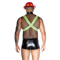 Sexy Men's Firefighter Costume, 3 Pieces with Helmet and Harness