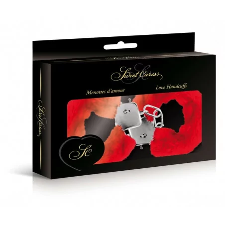Esposas de metal con piel roja - (9,82&nbsp;€) | Poppers Express