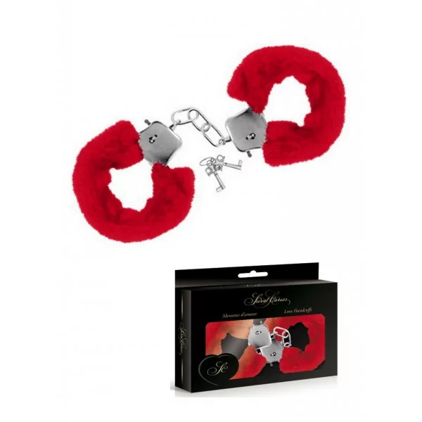 Esposas de metal con piel roja - (9,82&nbsp;€) | Poppers Express