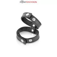 Doppio anello fallico in pelle vegana - Tentazione fetish