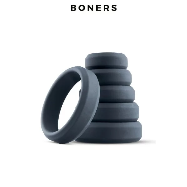 Set mit 6 großen Cockringen aus hochwertigem Silikon - Boners (24,69 €) | Poppers Express