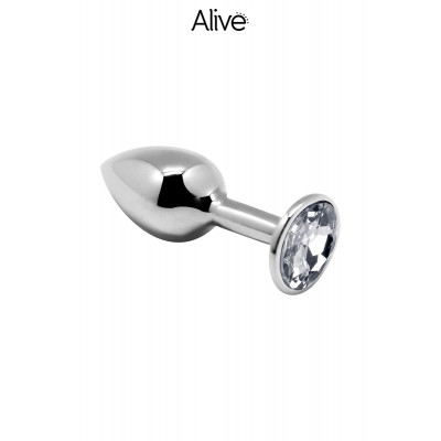 Plug métal bijou transparent L - Alive