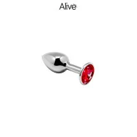 Red Rhinestone Metal Anal Plug Size S - Anal Pleasure