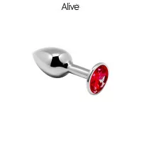Analplug aus Metall mit roten Strasssteinen Gr. L - Analvergnügen