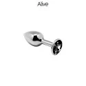 Plug Anal Metálico Strass Negro Talla M - Placer Anal
