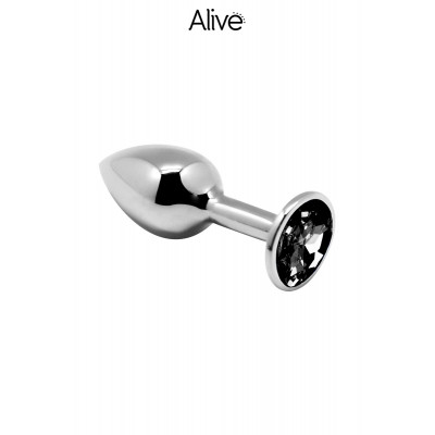 Schwarzer, juwelenbesetzter Metallstecker L - Alive