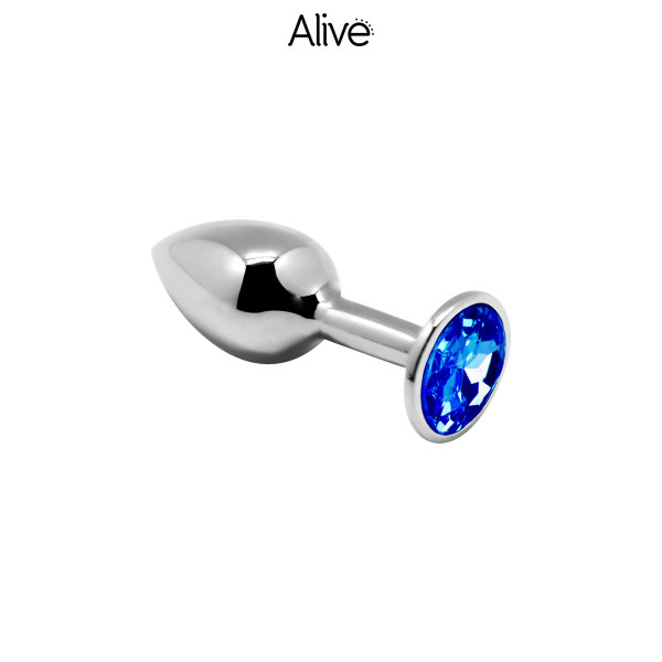 Blauer, juwelenbesetzter Metallstecker L - Alive