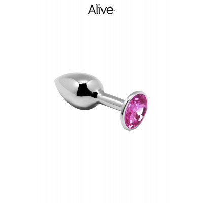 Roze metalen plug met juwelen M - Levend
