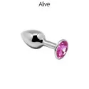 Pink Crystal Metal Anal Plug - Size L (4 cm)