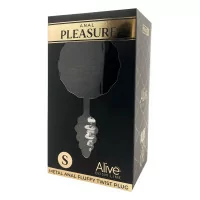 Premium Black Fluffy Ribbed Metal Plug - Size S - Alive (€13.99) | Poppers Express