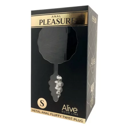 Premium Black Fluffy Ribbed Metal Plug - Size S - Alive (€13.99) | Poppers Express