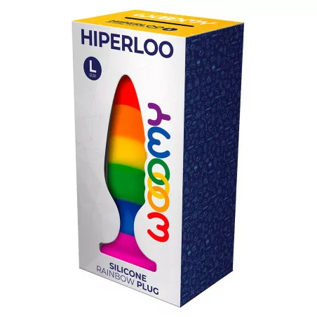 Plug anal Hiperloo Rainbow con ventosa - Talla L — 13,1 x 3,9 cm - Wooomy (49,90&nbsp;€) | Poppers Express