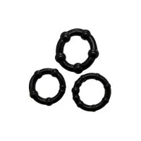 Set of 3 Stretchable Black Cock Rings - Babooom